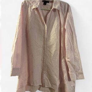 Lane Bryant pink striped long sleeve button-up tunic shirt size 22/24